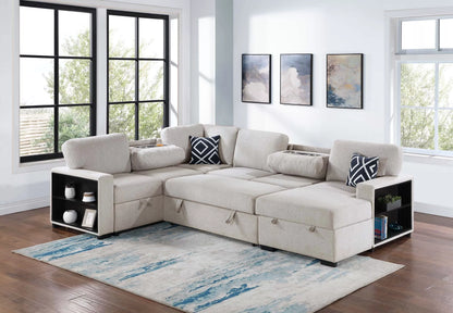 The Veda Beige Convertible Sectional with Pull-Out Bed – 4-piece - view 2