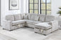 4-Piece Convertible Sectional Sofa with Storage and Sleeper – Ivory Corduroy F8566