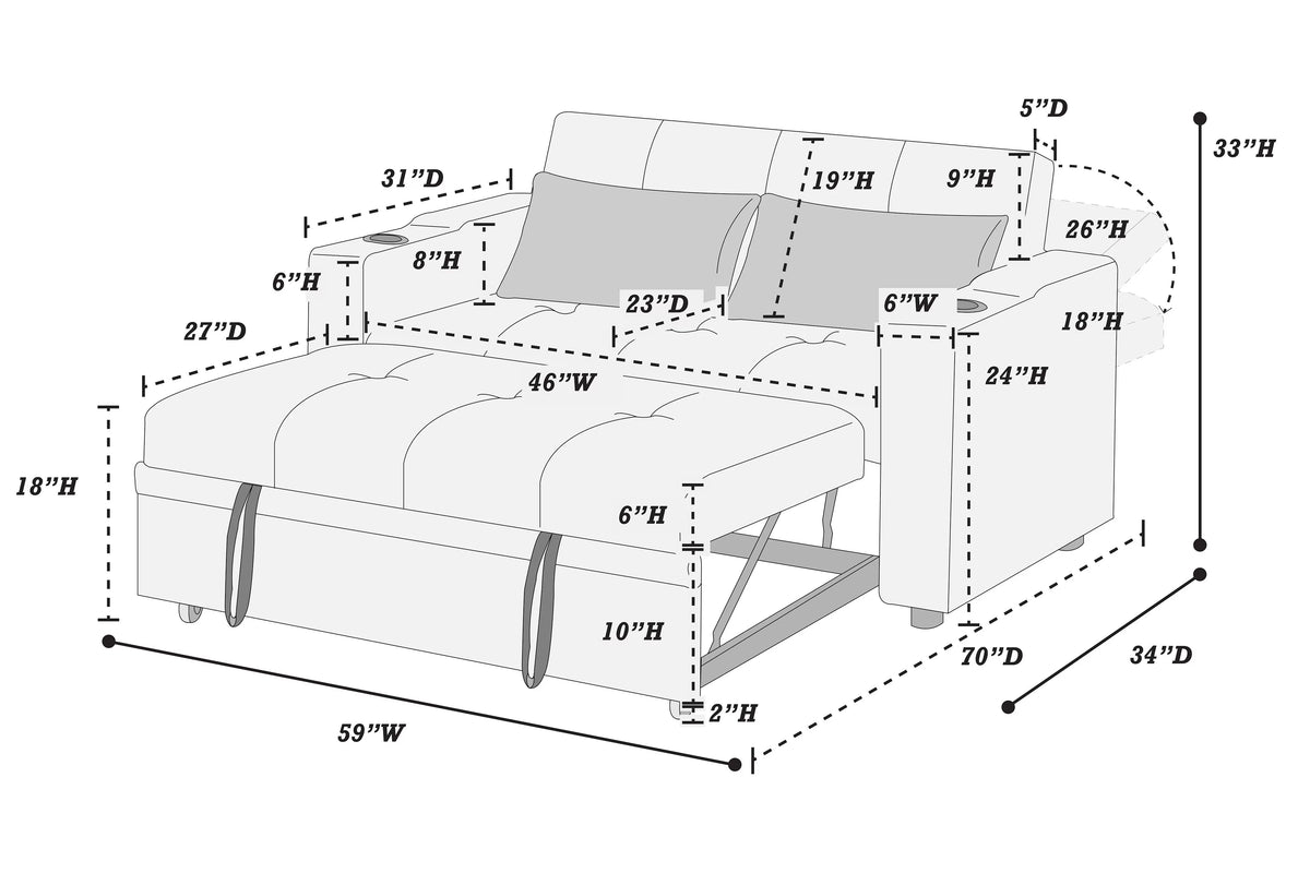 The Ellery Black Convertible Sofa - view 12