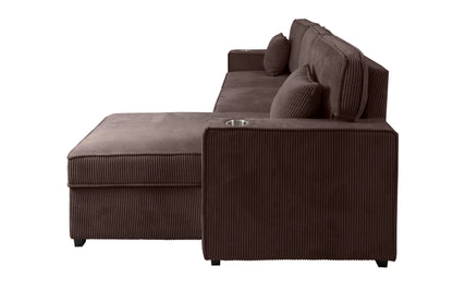 The Nolan Chocolate Convertible Sectional with Pull-Out Bed – 2 Piece - view 4