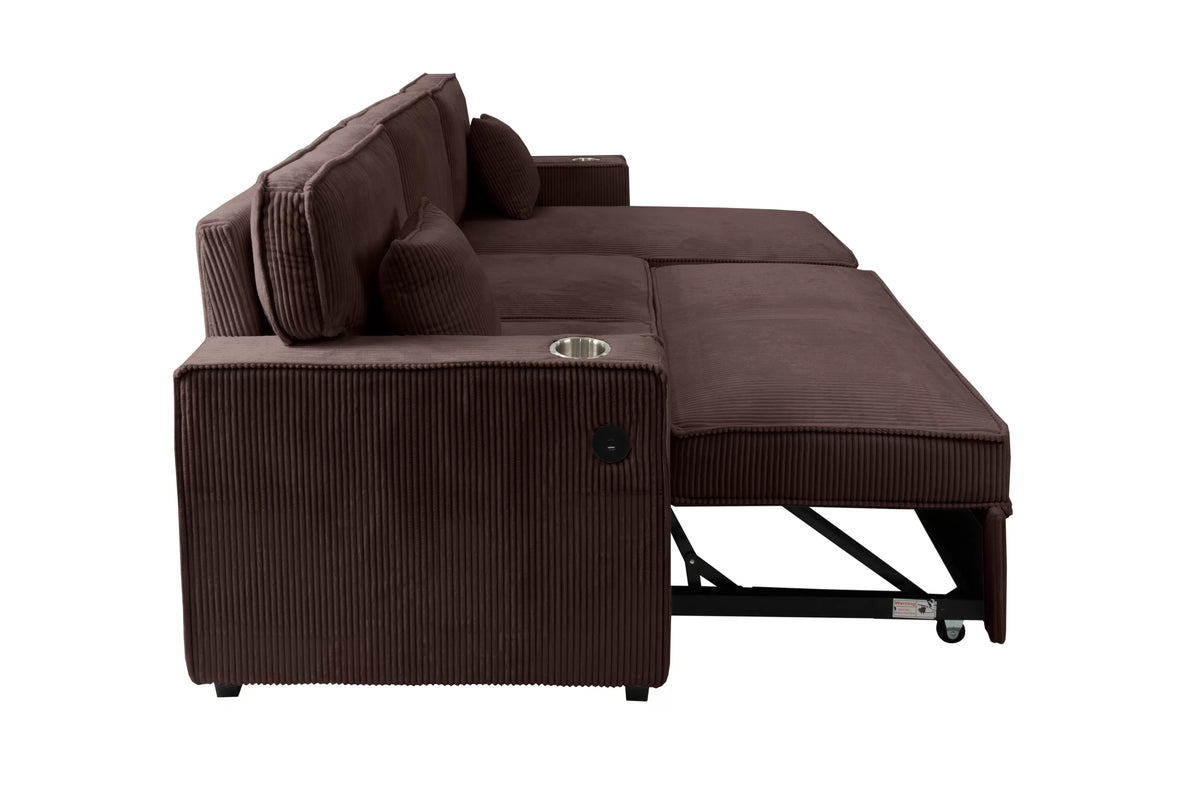 The Nolan Chocolate Convertible Sectional with Pull-Out Bed – 2 Piece - view 6