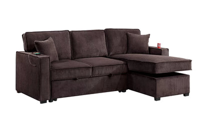 The Nolan Chocolate Convertible Sectional with Pull-Out Bed – 2 Piece - view 8