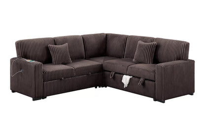 The Ramsey Chocolate Convertible Sectional with Pull-Out Bed – 3-piece - view 3