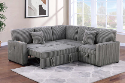 The Ramsey Smoke Convertible Sectional with Pull-Out Bed – 3-piece - view 2
