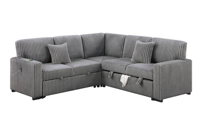 The Ramsey Smoke Convertible Sectional with Pull-Out Bed – 3-piece - view 3