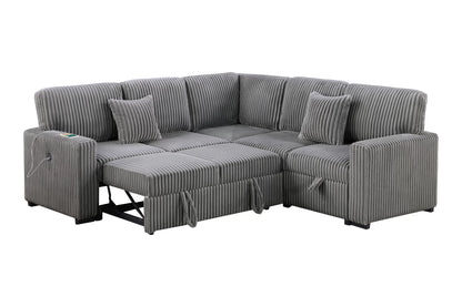The Ramsey Smoke Convertible Sectional with Pull-Out Bed – 3-piece - view 4