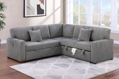 The Ramsey Smoke Convertible Sectional with Pull-Out Bed – 3-piece