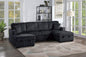 3-Piece Convertible Sectional Sofa with Dual Chaise Storage and Sleeper – Black Corduroy F8578