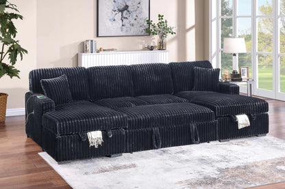 The Tatum Black Convertible Sectional with Pull-Out Bed – 3-piece - view 2