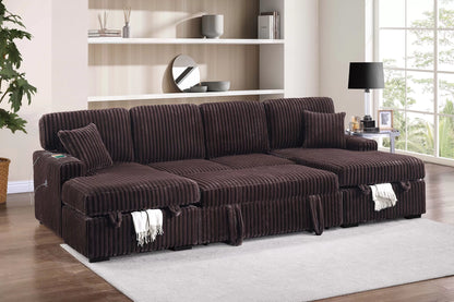 The Tatum Coffee Convertible Sectional with Pull-Out Bed – 3-piece - view 2