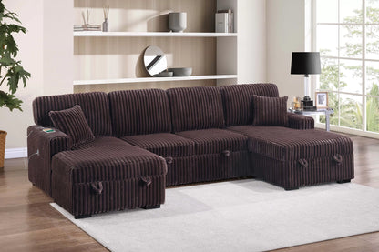 The Tatum Coffee Convertible Sectional with Pull-Out Bed – 3-piece
