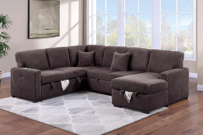 The Ulric Chocolate Convertible Sectional with Pull-Out Bed – 4-piece