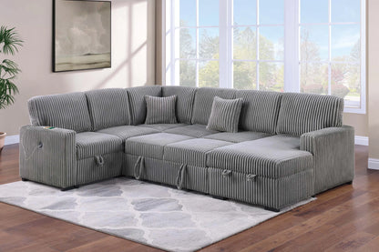 The Ulric Smoke Convertible Sectional with Pull-Out Bed – 4-piece - view 2