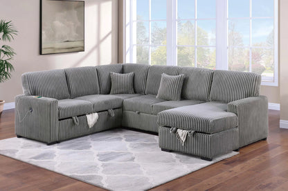 The Ulric Smoke Convertible Sectional with Pull-Out Bed – 4-piece
