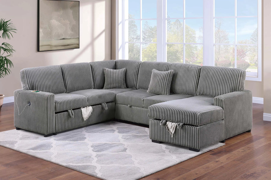 Seccional Ulric Humo Convertible Extraíble con Cama