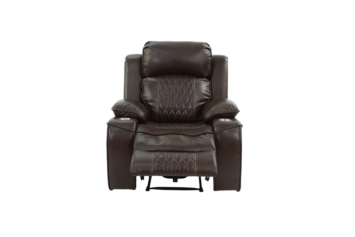 The Osric Brown Gel Leatherette Power Motion Living Room Set – 3 Piece - view 8