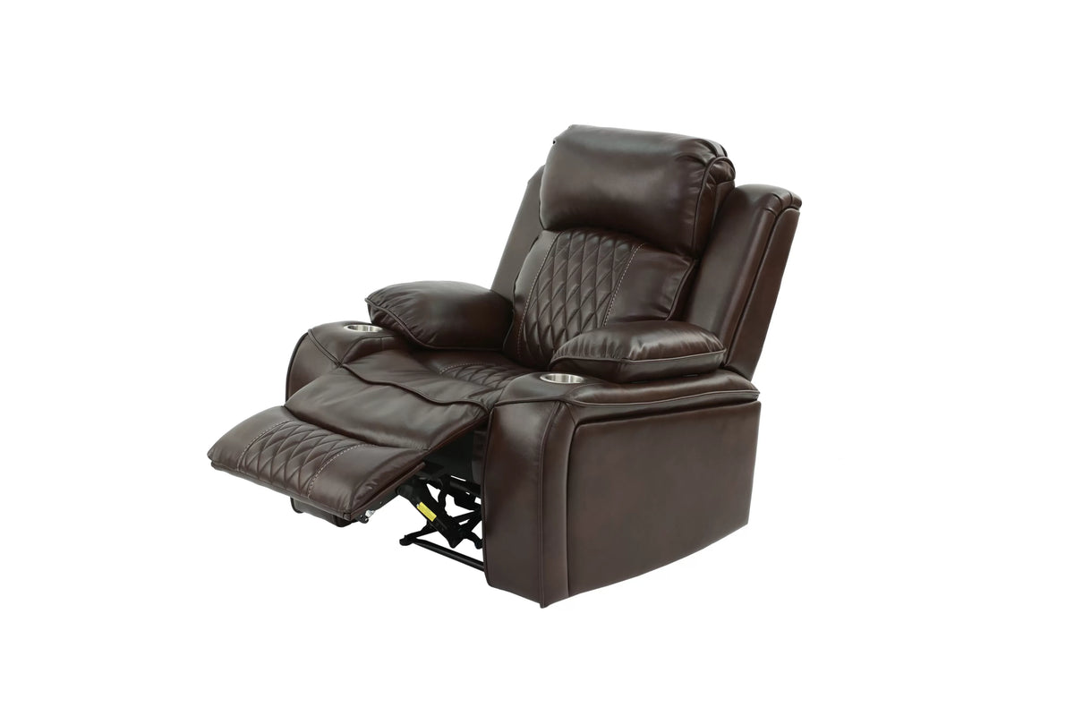 The Osric Brown Gel Leatherette Power Motion Living Room Set – 3 Piece - view 12
