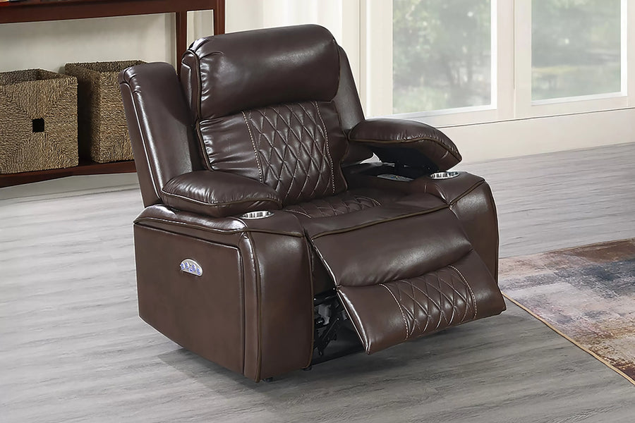The Osric Brown Gel Leatherette Power Recliner Chair