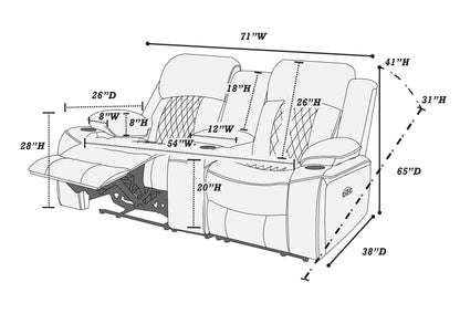 The Osric Brown Gel Leatherette Power Motion Living Room Set – 3 Piece - view 18