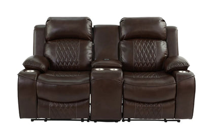 The Osric Brown Gel Leatherette Power Motion Living Room Set – 3 Piece - view 19