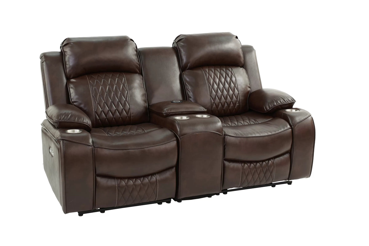 The Osric Brown Gel Leatherette Power Motion Living Room Set – 3 Piece - view 20