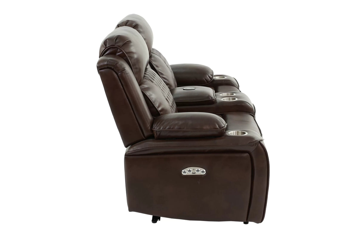 The Osric Brown Gel Leatherette Power Motion Living Room Set – 3 Piece - view 21