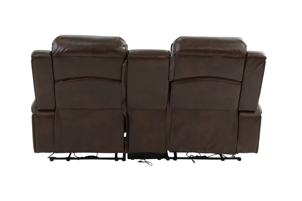 The Osric Brown Gel Leatherette Power Recliner Loveseat with Console - view 8