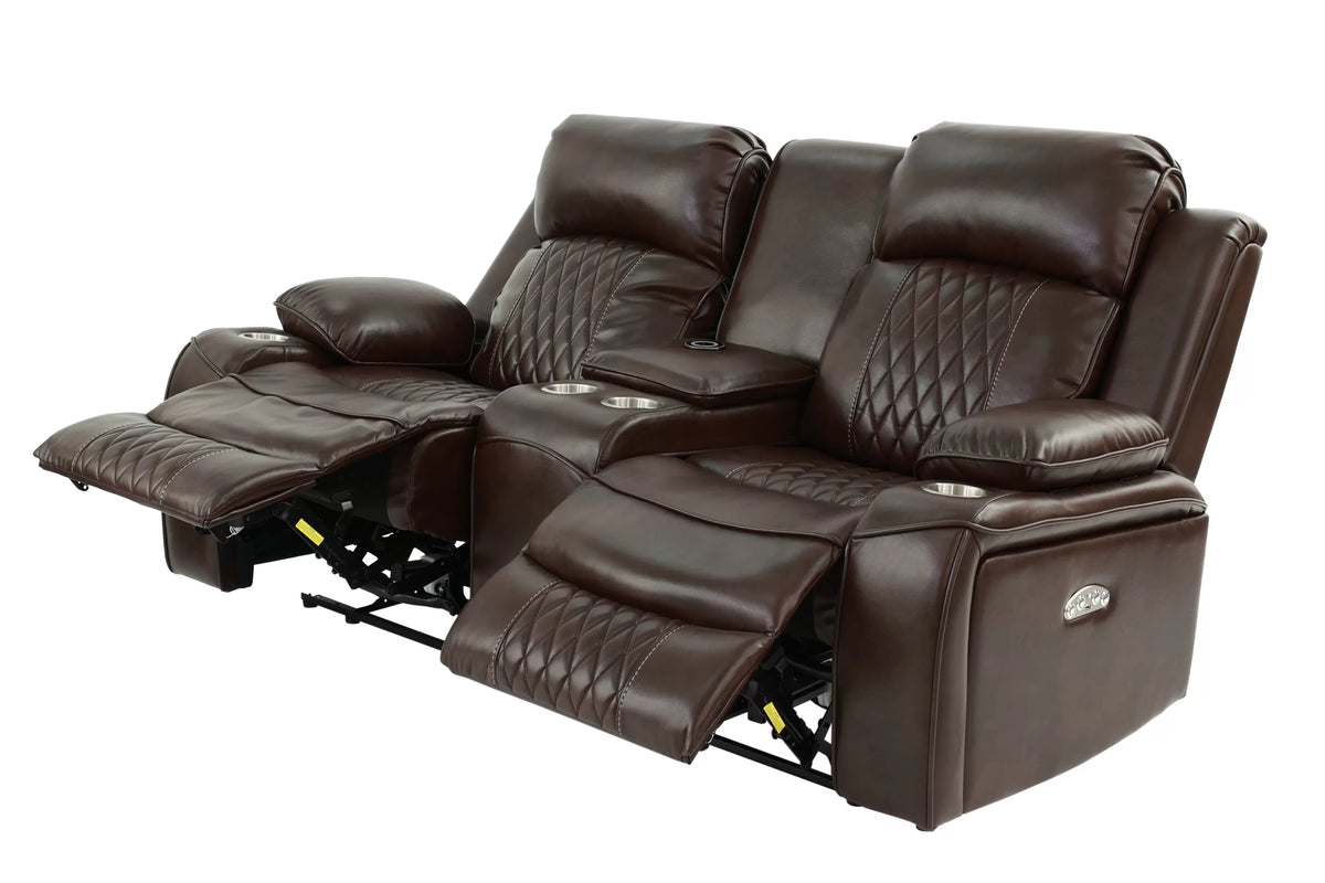 The Osric Brown Gel Leatherette Power Motion Living Room Set – 3 Piece - view 24