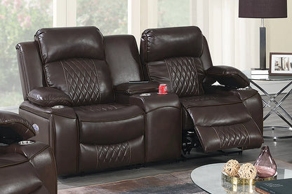 The Osric Brown Gel Leatherette Power Motion Living Room Set – 3 Piece - view 15