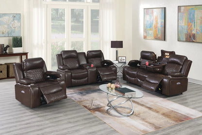 The Osric Brown Gel Leatherette Power Motion Living Room Set – 3 Piece - view 28