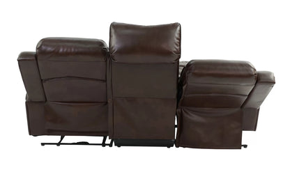 The Osric Brown Gel Leatherette Power Recliner Sofa with Fold-Down Table - view 6