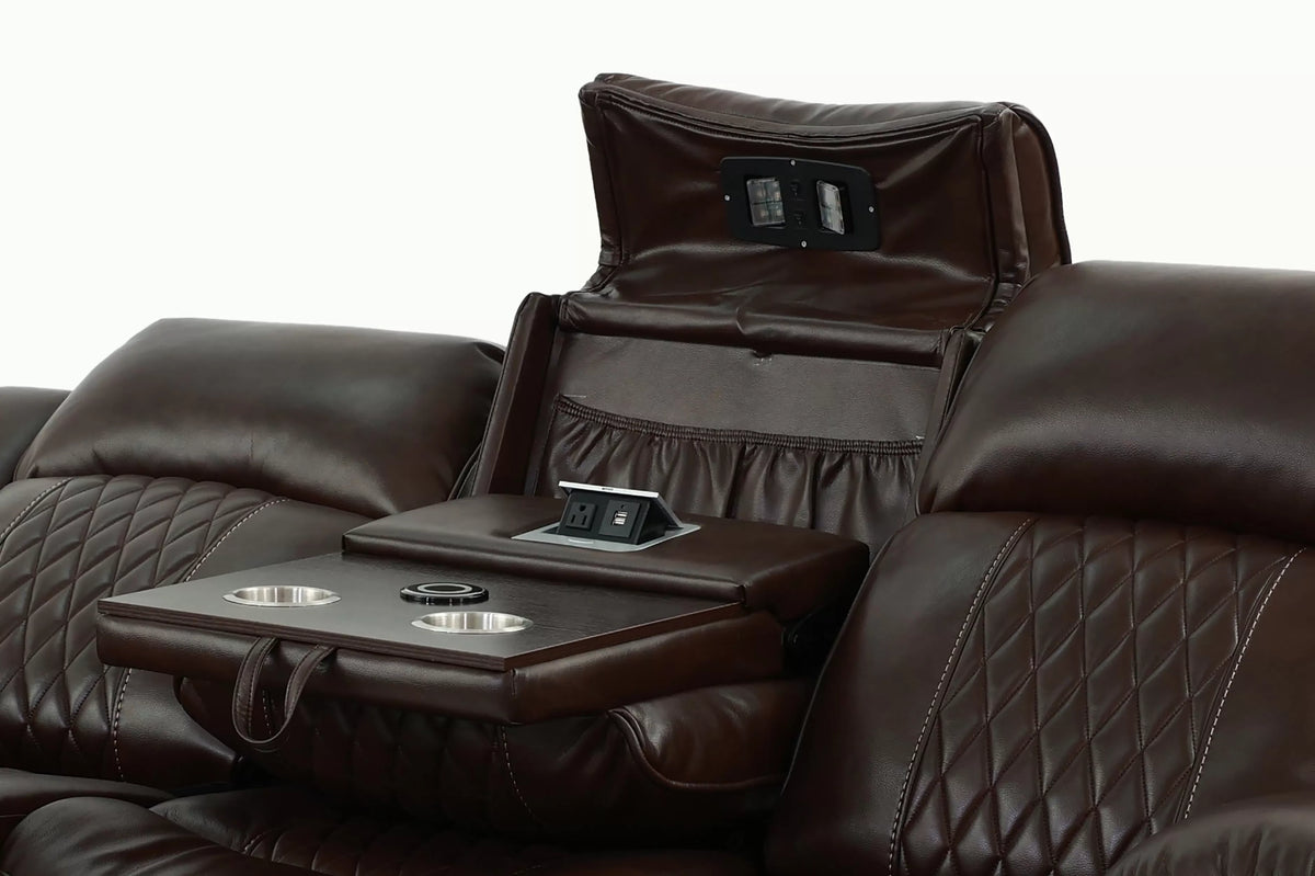 The Osric Brown Gel Leatherette Power Motion Living Room Set – 3 Piece - view 36