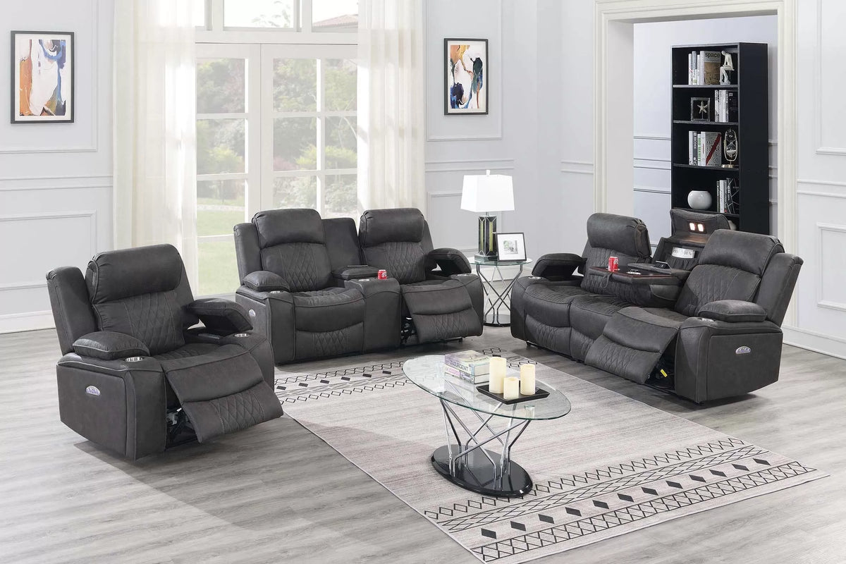 The Osric Charcoal Gel Leatherette Power Recliner Chair - view 2
