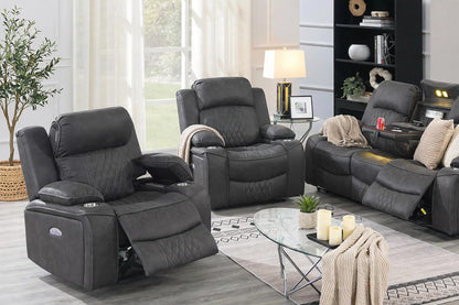 The Osric Charcoal Gel Leatherette Power Motion Living Room Set – 3 Piece - view 3