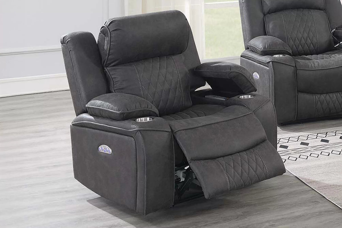 The Osric Charcoal Gel Leatherette Power Motion Living Room Set – 3 Piece - view 4