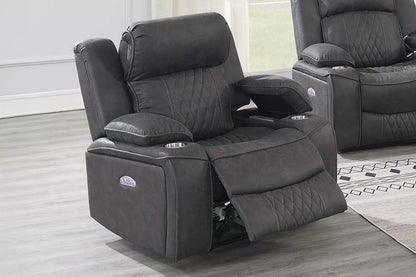 The Osric Charcoal Gel Leatherette Power Motion Living Room Set – 3 Piece - view 4