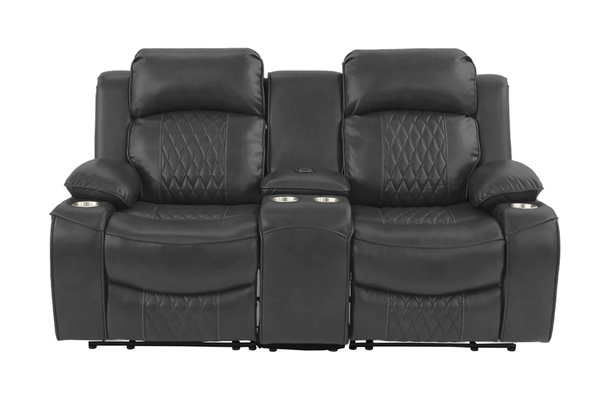 The Osric Charcoal Gel Leatherette Power Motion Living Room Set – 3 Piece - view 11