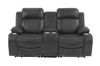 The Osric Charcoal Gel Leatherette Power Motion Living Room Set – 3 Piece - view 11