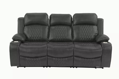 The Osric Charcoal Gel Leatherette Power Motion Living Room Set – 3 Piece - view 16