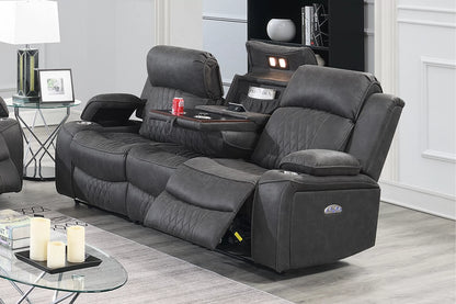 The Osric Charcoal Gel Leatherette Power Motion Living Room Set – 3 Piece - view 14