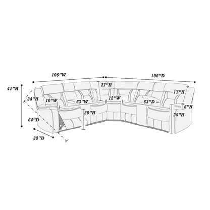 The Kessler Dark Brown Gel Leatherette Power Reclining Sectional with USB – 3 Piece - view 5