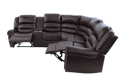 The Grady Dark Brown Bonded Leather Power Reclining Sectional with USB – 3 Piece - view 3