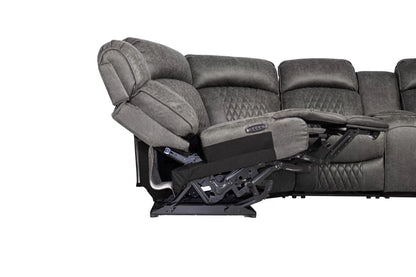 The Kessler Charcoal Gel Leatherette Power Reclining Sectional with USB – 3 Piece - view 3