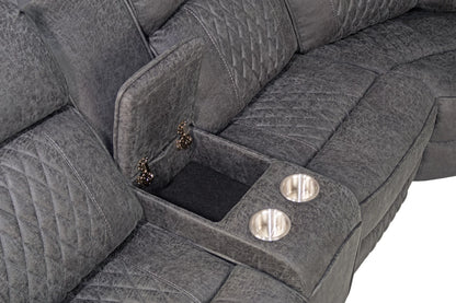 The Kessler Charcoal Gel Leatherette Power Reclining Sectional with USB – 3 Piece - view 5