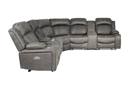The Kessler Charcoal Gel Leatherette Power Reclining Sectional with USB – 3 Piece - view 10