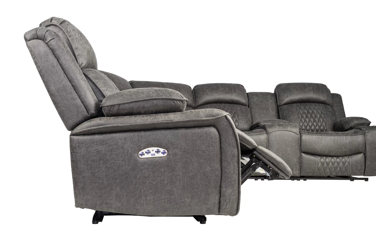 The Kessler Charcoal Gel Leatherette Power Reclining Sectional with USB – 3 Piece - view 12
