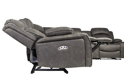 The Kessler Charcoal Gel Leatherette Power Reclining Sectional with USB – 3 Piece - view 13