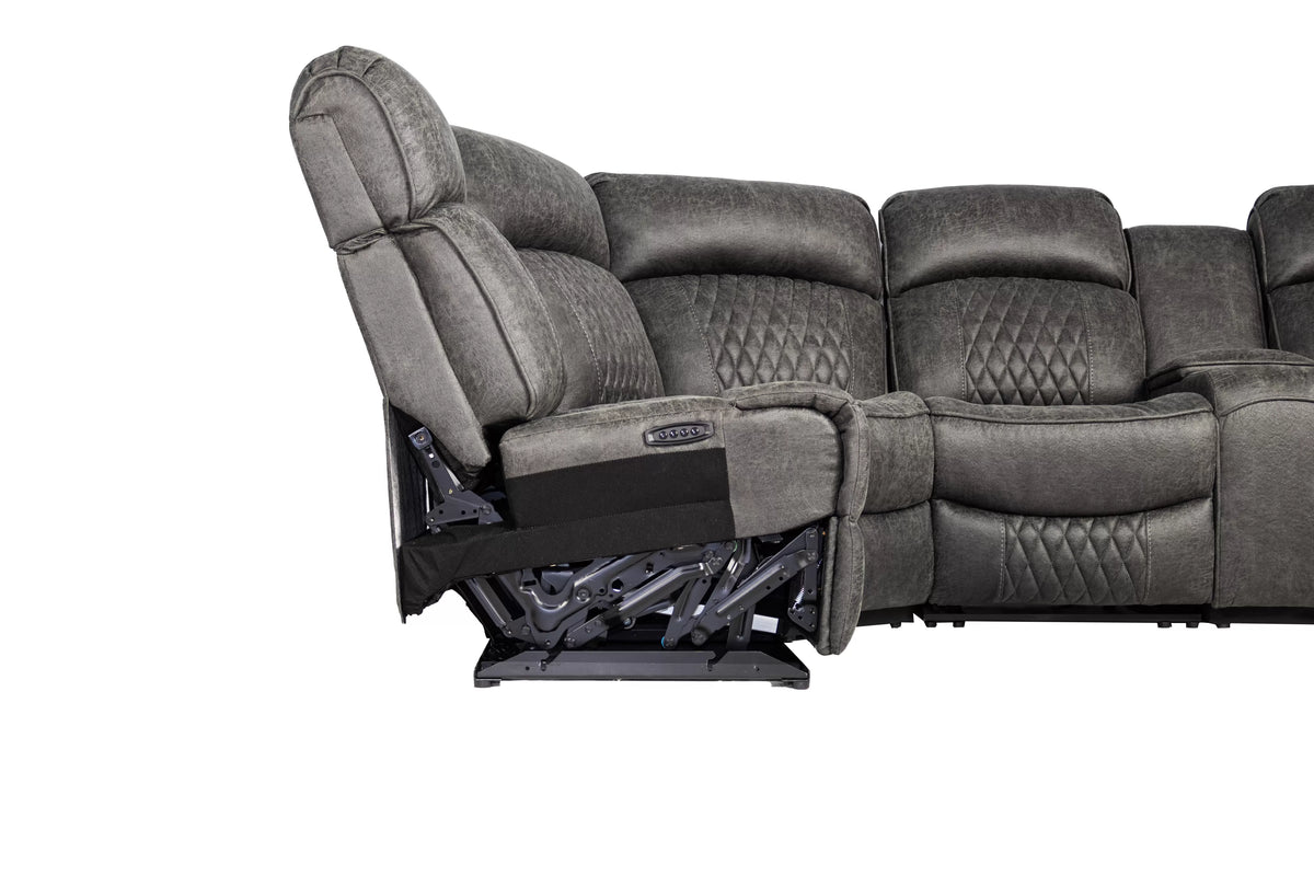 The Kessler Charcoal Gel Leatherette Power Reclining Sectional with USB – 3 Piece - view 14