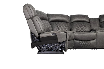 The Kessler Charcoal Gel Leatherette Power Reclining Sectional with USB – 3 Piece - view 14