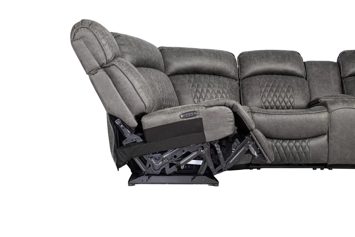The Kessler Charcoal Gel Leatherette Power Reclining Sectional with USB – 3 Piece - view 15